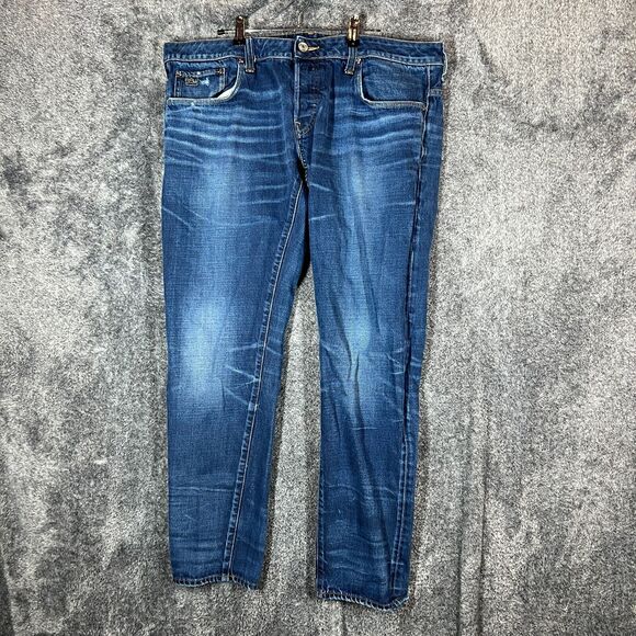 G Star Raw Jeans Mens 30x32 Blue Denim 3301 Low Tapered Button Fly Dark Wash - Picture 1 of 10